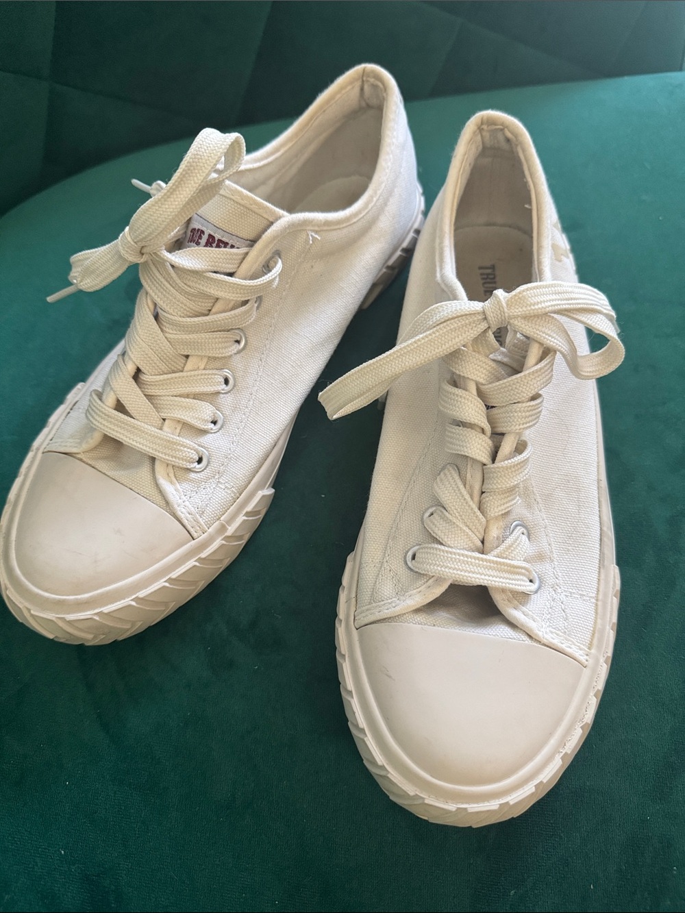 True Religion Off-White Canvas Low-Top Sneakers